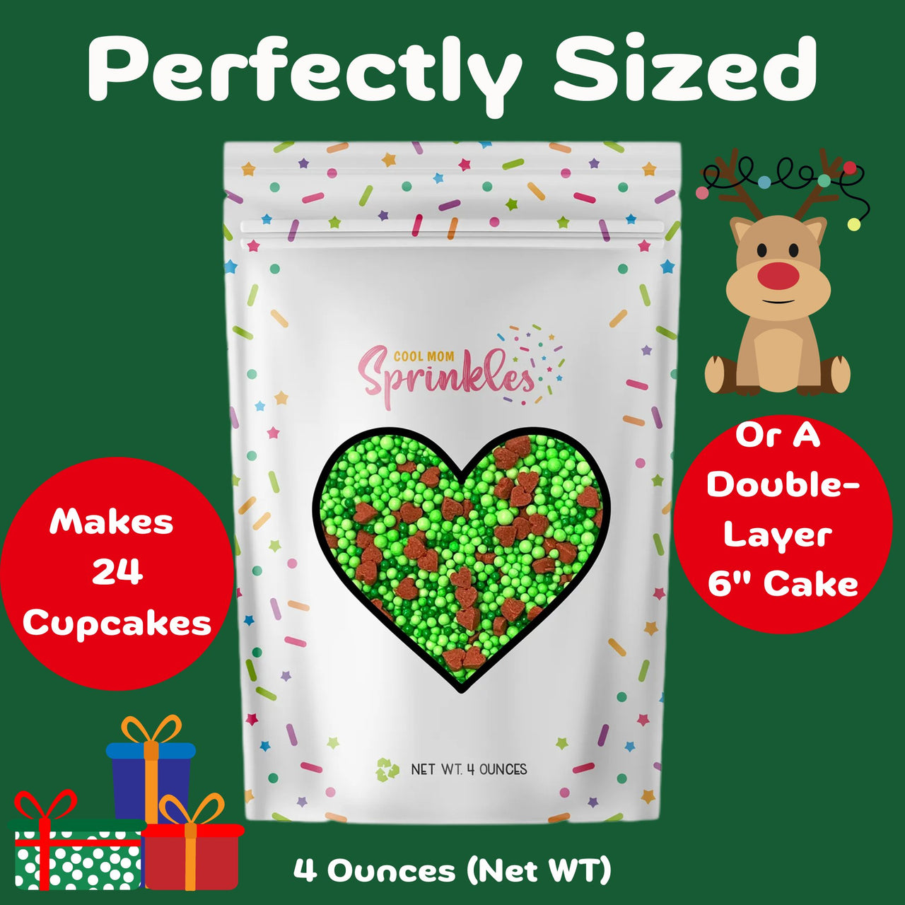 Christmas Heart Nonpareils - Cool Mom Sprinkles